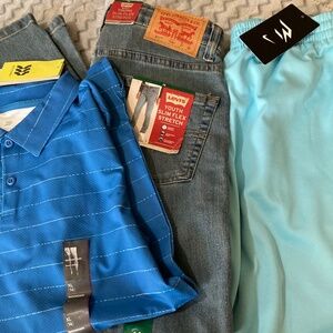 New boys size 14 Levi jeans, Nike shorts and shirt